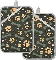 Pot Holders Claws Print Bones Cute Cratoon Green Potholders for Kitchens with Pockets Hotpads Kitchen Oven Mitts 2 Pack