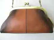 PATRICIA NASH MIA STAINED TAN LEATHER FRAME SATCHEL PURSE - NWT