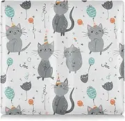 [Amooorous] Cartoon Cute Gray Birthday Party Cat Leather Auto Registration Insurance & ID Card Holder Essential Car Wallet Case for ID, Driver's License, Key Contact Information Cards, Cartoon cute gray