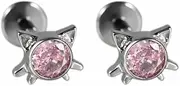 [Niaspi] 16G Cute CZ Cat Cartilage Flat Back Stud Earrings for Women G23 Titanium Labret Studs Lip Rings Internally Threaded Conch Helix Tragus Nose Nostril Piercing Jewelry 8mm