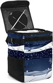 Car Trash Can with Lid,Bag Hanging Storage Pockets Leak-Proof,Portable Garbage Bin,Christmas Design