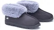 Happy Touch Women's Luxury Micro Suede Faux Fur Fleece Lining Slippers Bootie with Cozy High Density 80-D Memory Foam, Winter Warm Breathable Boot Slipper with Anti-Slip Indoor Outdoor Rubber Sole