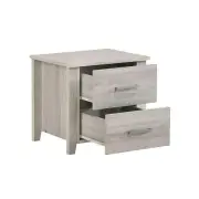 Maze 2-Drawers Nightstand Bedside End Lamp Table - White Oak