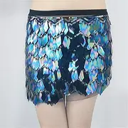 [Generic] Belly Dance Hip Scarf Holiday Party Belly Dance Hip Towel Sexy Sequins Tassel Waist Chain Waist Towel Belly Dance Waist Belt(Chrome)