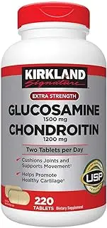 Kirkland Signature Glucosamine HCI 1500mg Chondroitin Sulfate 1200mg 220 Tablets/New Increased Count, (Pack of 2) by Kirkland Signature