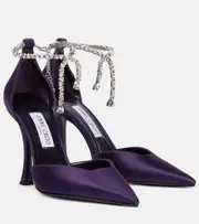 [Jimmy Choo] Jimmy Choo Stevie 100 embellished satin pumps AU 8 purple