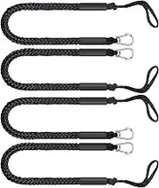 4 Pack Bungee Boat Dock Lines Mooring Rope Bungee Shock Cords Docking Rope Clip for PWC,Jet ski,Pontoon,Kayak,Canoe,Power Boat,Watercraft 4 Feet