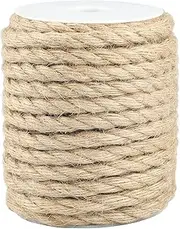 KINGLAKE 15m/49Feet Jute Rope Cord 10mm Thick Hemp Rope Thick Jute String For Wrapping, Home Decoration, Gardening Bundling