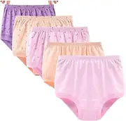 [XWSM] 5-Pack Medium Elderly Women Underwear 100% Cotton Seniors Ladies Briefs Plus Size Panties Soft Loose Daily Underpants Undies
