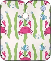RPLIFE Cute Pink Crabs Makeup Apron Salon Hair Color Cape, Beauty Salon Shampoo Cape, Cute Pink Crabs
