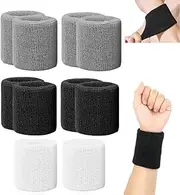 10 Pcs Absorbent Wrist Sweatbands for Athletic Men and Women, Tennis Wrist Sweat Bands for Gym & Running-Wicking Wristbands for Exercise