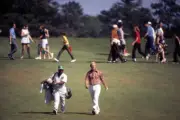 Jack Nicklaus and caddie Willie Peterson walk the course dur - 1972 Old Photo