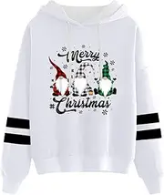 [Generic] Christmas Printed Hoodies Women Trendy Long Sleeve Xmas Festival Hooded Sweatshirts Oversized Drawstring Pullover