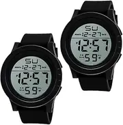 [CLISPEED] Luminous LED Mens Sports Watch Alarm Clock with Stopwatch Dual Function Durable Black Digital Wristwatch for Outdoor Activities Daily Wear