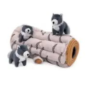 ZippyPaws Zippy Burrow Arctic Wolf Log Dog Toy