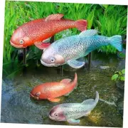 Koi Fish Decor, 2pcs Antique Koi Fish Garden Statue, Bronze Lawn Multicolor