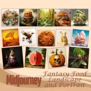 Midjourney Food Clipart Prompts Illustration poster Fantasy Art Dish Landscape