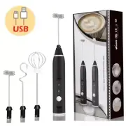Wireless Milk Frothers Electric Blender With USB Electrical Mini Coffee (BLACK)