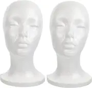 WEKADRIN 2Pcs Female Wig Head Mannequin Display Stand for Hair Styling Hats and Wig Care Durable Lightweight Portable for Home and Salon Use