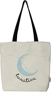 [hello-bags] Tote Bag with Zip, Lining and Inner Pocket. Exterior: 100% Cotton. Includes beautiful kraft envelope. Model: Lunatica, Colour: Ecru/Black. Dimensions: 37 x 38 cm. Ecru/L, Ecru, L,