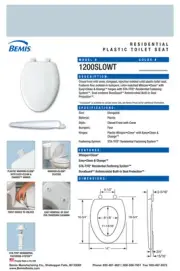 Bemis 1200SLOWT-344 Elongated Plastic Slow Close Toilet Seat - Heron Blue