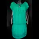 義大利品牌IMPERIAL珊瑚綠色100%純蠶絲短袖洋裝 義大利製 M號