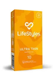 Lifestyles Ultra Thin 10 Pack Sensitive Feel Latex Condoms