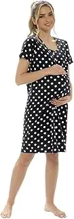 [i-smalls] Ladies Maternity Polka Dot Button Through 100% Cotton Nightie