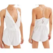 Topshop Nordstrom White jersey wrap Romper Size US 4-6 -NWT