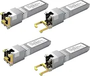 4PCS 10GBASE-T SFP+ RJ45 Copper Transceiver Module, Multi-Rate 1.25G/2.5G/5G/10G up to 30m - Compatible with TP-Link, Cisco SFP-10G-T-S, Ubiquiti UF-RJ45-10G, Netgear, Broadcom, Mikrotik and More