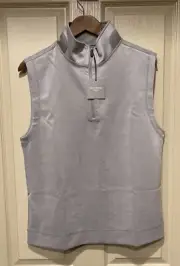 Hickey Freeman Golf Vest Size Medium Micro Striped 1/4 Zip Gray