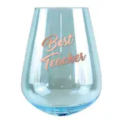 2pc Best Teacher 13cm/600ml Stemless Glass Wine/Cocktail Drinking Tumbler Set