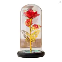 在飛比找蝦皮商城優惠-Uurig)玻璃玫瑰花 LED 七彩燈玫瑰玻璃永恆玫瑰花禮物