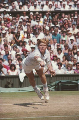 German tennis player Boris Becker pictured in action competing to - Old Photo