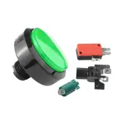 Green Arcade 60MM Round Push Buttons Illumilated 12V LED Light w/ Microswitch C