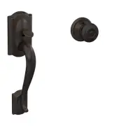 Schlage FE285 CAM 716 GEO Camelot Front Entry Handleset with Georgian Knob, L...