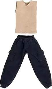 Generic 2 Pieces 1/12 Male Sweater Vest and Pants, Miniature Clothes for 6-inch Figure Body, Doll Model Accessories