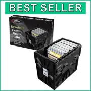 Heavy-Duty Stackable Comic Bin for 30 Graded Comics - Black Plastic Safe Storage