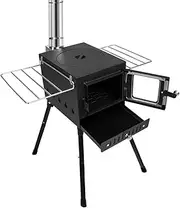 Moyasu Camping Oven Camp Stove Portable Caravan Cooker Wood Charcoal Fire Burner Outdoor Chimney