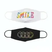 Desert Dreamer Smile Tie Dye Cotton Face Protective, Set of 2 - Black/White