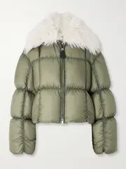 [Jil Sander] Jil Sander - Plush-trimmed Padded Quilted Shell Jacket - Army green - FR 36 FR 36 Green