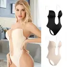 Women Backless Bra Body Shapewear Seamless U Plunge Bodysuit Bridal Thong Shaper