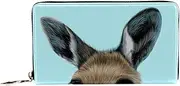 [EGGDIOQ] Illustrated Portrait of Kangaroo PU Leather Long Wallets Zipper Clutch Ladies Purse Wallet for Women Girl
