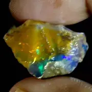 15.70Ct Amazing Ethiopian "Play-Of-Color" Fire Opal Oil Rough 100% Natural Gems