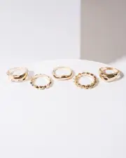 Gold 5 Pack Multi Chunky Rings