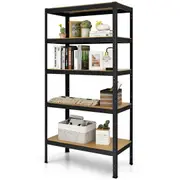Giantex 1.8M 5-Tier Heavy Duty Warehouse Shelving Metal Garage Shelves Storage Rack Black