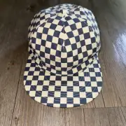 Checkerboard Skate Cap Hat Blue & White Check Cotton Weld MFG New ADJUSTABLE