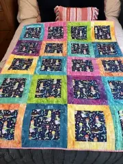 Handmade Patchwork Quilt Watercolor Mermaid Sparkles