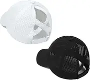 [Bonvince] Womens Criss Cross Ponytail Hat Quick Drying Baseball Cap Sun Hats UV Protection Sport Cap