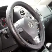 Black Carbon Fiber Style Soft Comfy Stitch On Steering Wheel Skin Wrap Cover (for: Porsche)